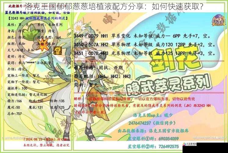 洛克王国郁郁葱葱培植液配方分享：如何快速获取？