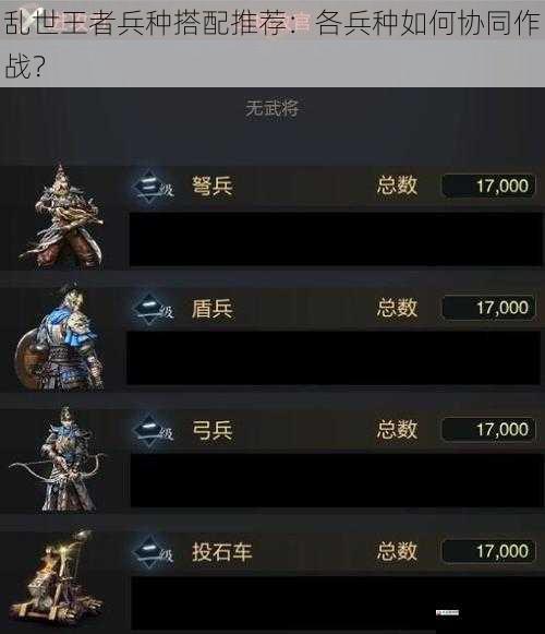乱世王者兵种搭配推荐：各兵种如何协同作战？