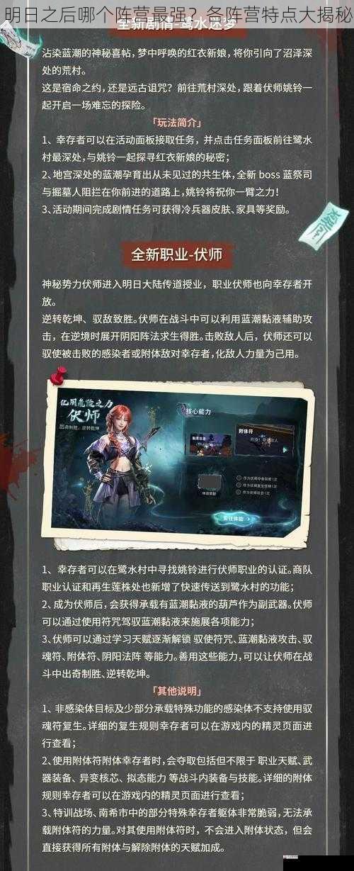 明日之后哪个阵营最强？各阵营特点大揭秘