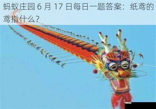 蚂蚁庄园 6 月 17 日每日一题答案：纸鸢的鸢指什么？