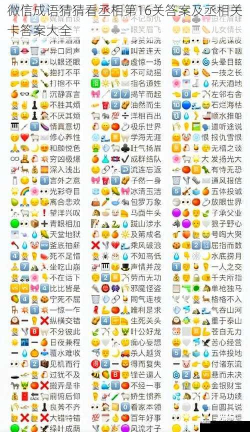微信成语猜猜看丞相第 16 关答案及丞相关卡答案大全