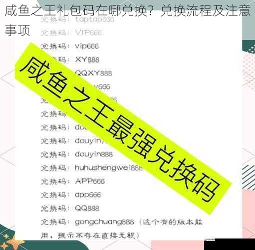 咸鱼之王礼包码在哪兑换?兑换流程及注意事项