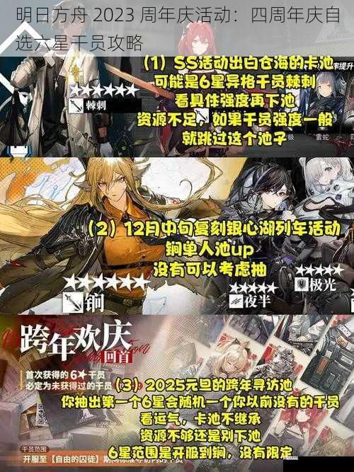明日方舟 2023 周年庆活动:四周年庆自选六星干员攻略