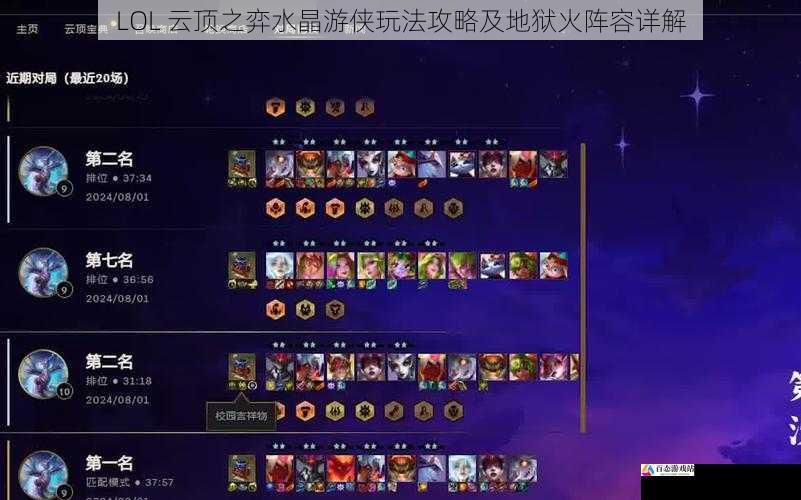 LOL 云顶之弈水晶游侠玩法攻略及地狱火阵容详解