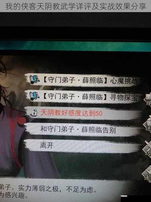 我的侠客天阴教武学详评及实战效果分享