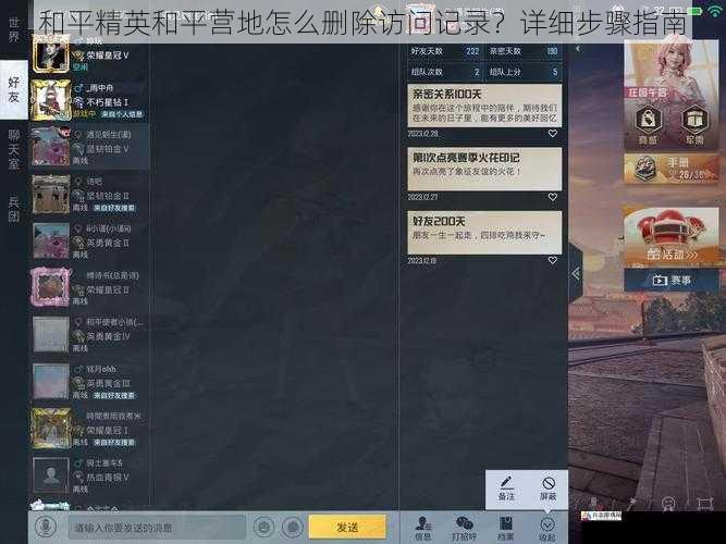 和平精英和平营地怎么删除访问记录？详细步骤指南