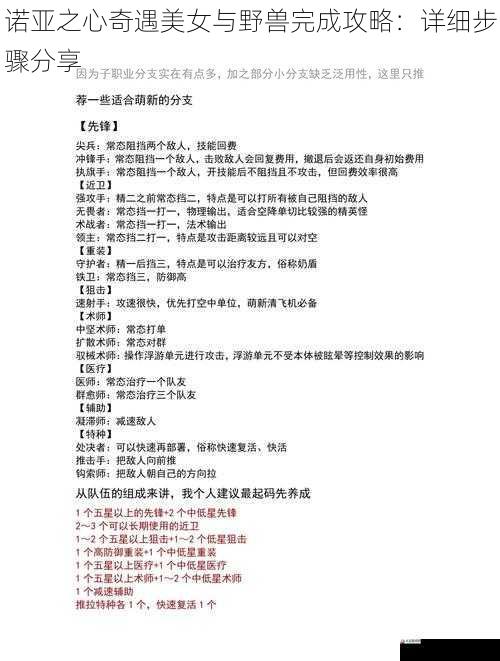  诺亚之心奇遇美女与野兽完成攻略：详细步骤分享