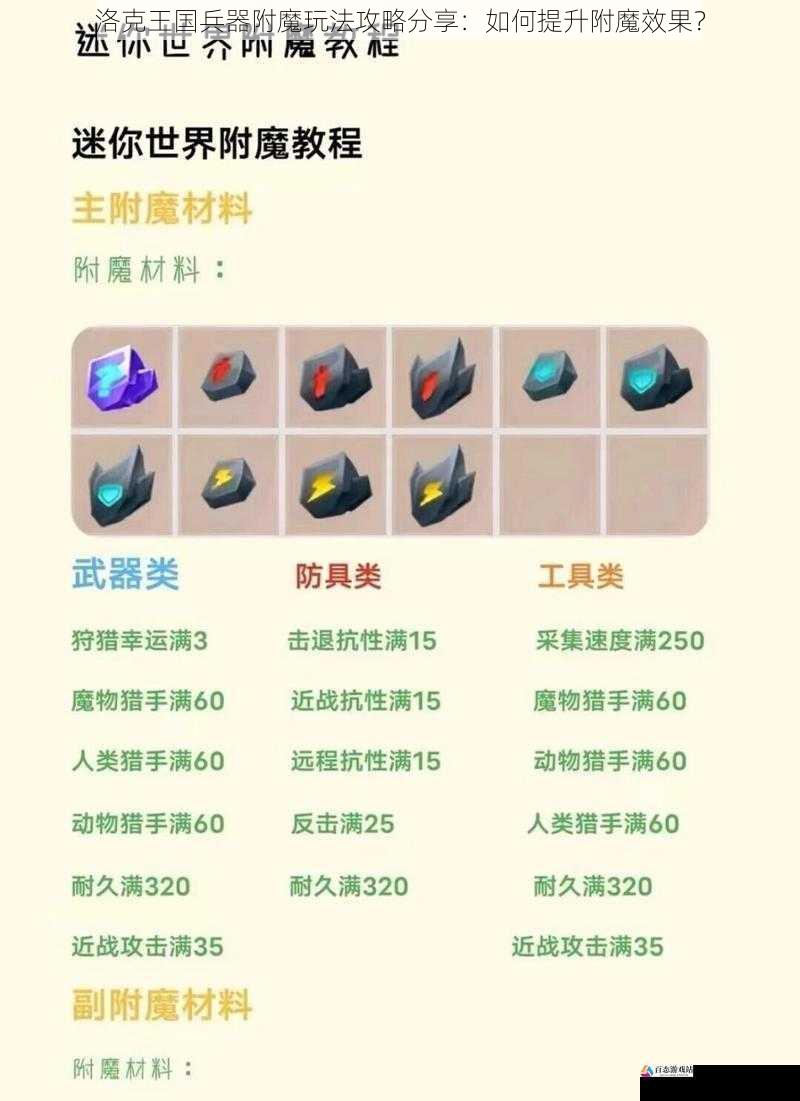  洛克王国兵器附魔玩法攻略分享：如何提升附魔效果？