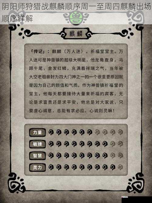 周一麒麟出场顺序详解