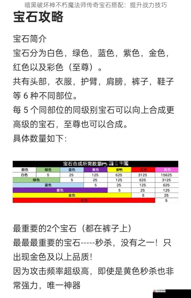 暗黑破坏神不朽魔法师传奇宝石搭配：提升战力技巧