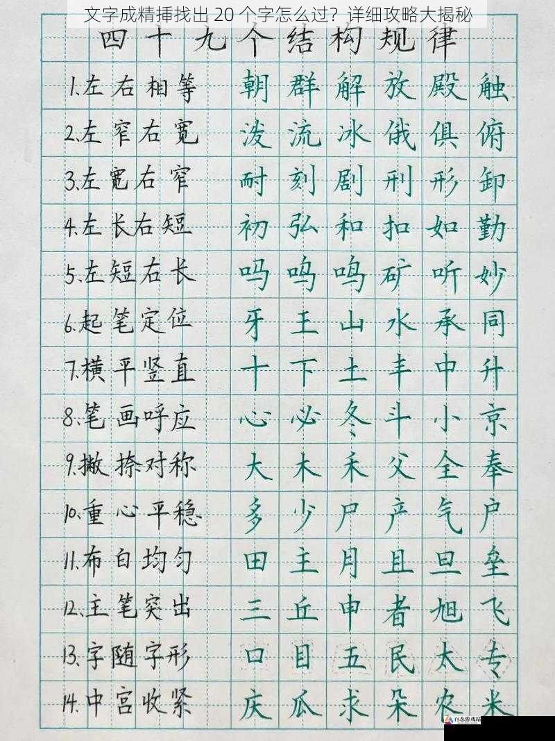  文字成精挿找出 20 个字怎么过？详细攻略大揭秘