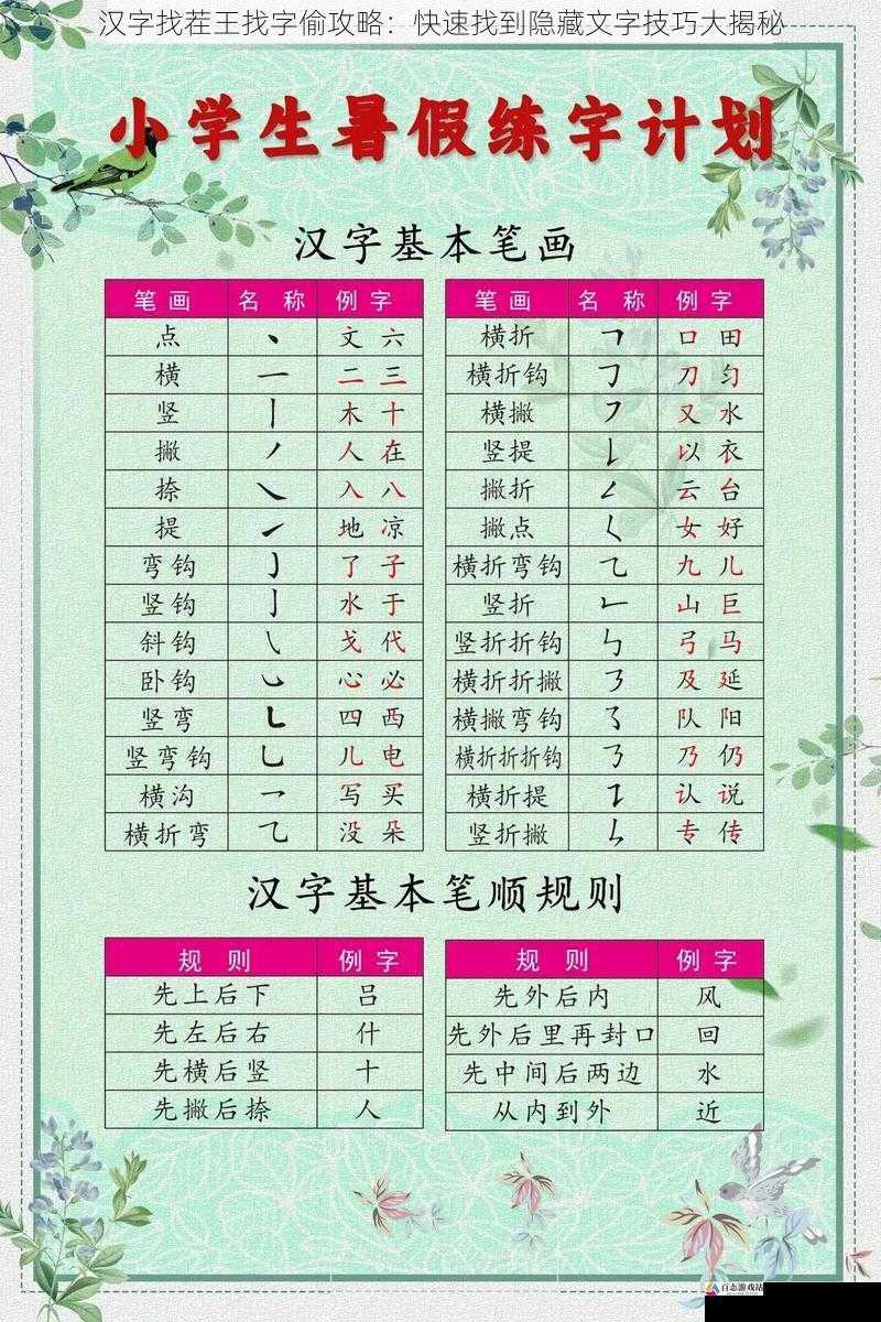 注意笔画顺序