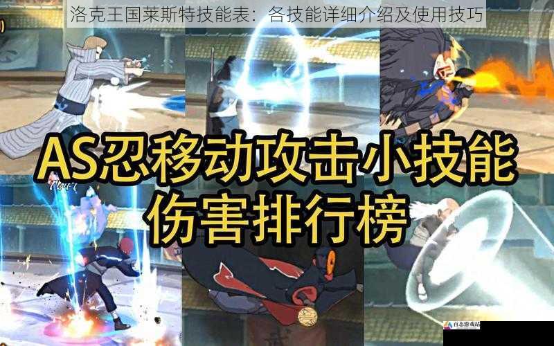  洛克王国莱斯特技能表：各技能详细介绍及使用技巧