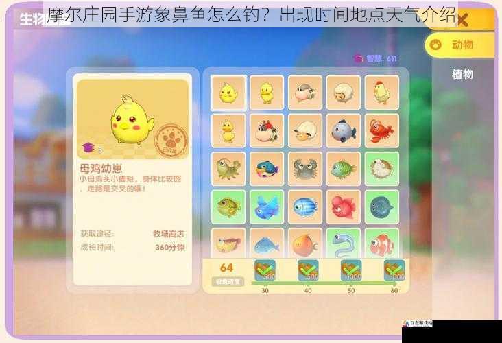 摩尔庄园手游象鼻鱼怎么钓？出现时间地点天气介绍