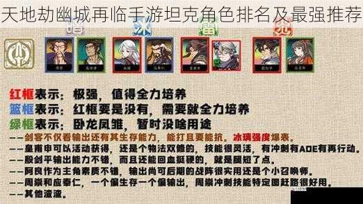 天地劫幽城再临手游坦克角色排名及最强推荐