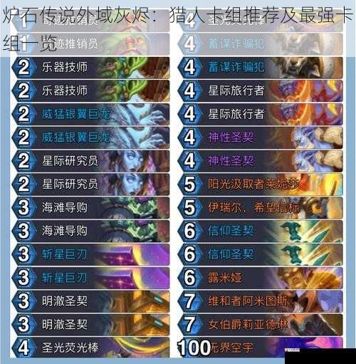 炉石传说外域灰烬:猎人卡组推荐及最强卡组一览