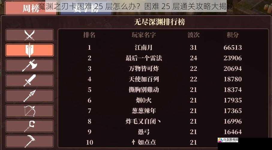 魔渊之刃卡困难 25 层怎么办？困难 25 层通关攻略大揭秘