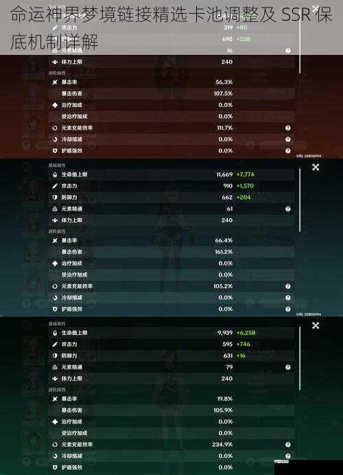 命运神界梦境链接精选卡池调整及 SSR 保底机制详解