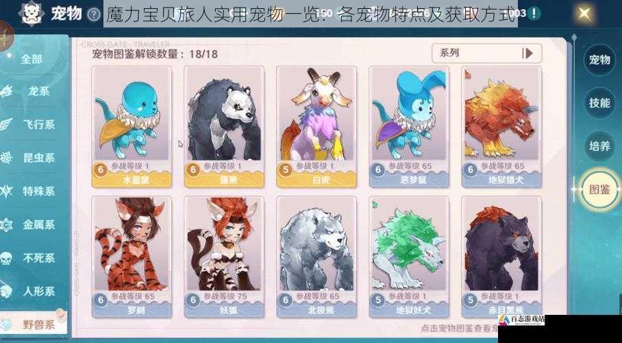 魔力宝贝旅人实用宠物一览:各宠物特点及获取方式