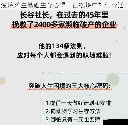  逆境求生基础生存心得：在绝境中如何存活？