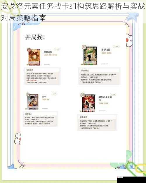  安戈洛元素任务战卡组构筑思路解析与实战对局策略指南