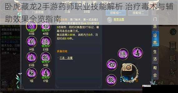  卧虎藏龙2手游药师职业技能解析 治疗毒术与辅助效果全览指南