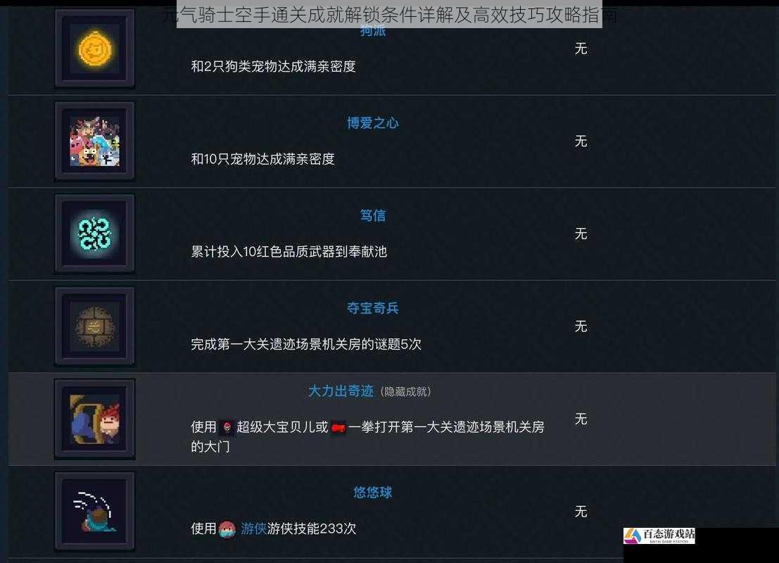  元气骑士空手通关成就解锁条件详解及高效技巧攻略指南