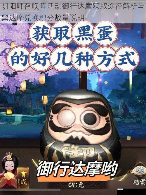 阴阳师召唤阵活动御行达摩获取途径解析与黑达摩兑换积分数量说明