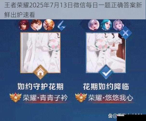 王者荣耀2025年7月13日微信每日一题正确答案新鲜出炉速看