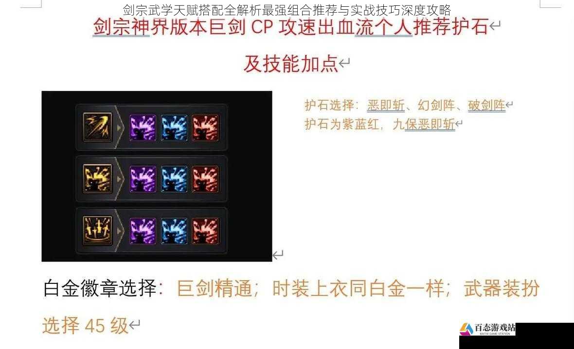 剑宗武学天赋搭配全解析最强组合推荐与实战技巧深度攻略