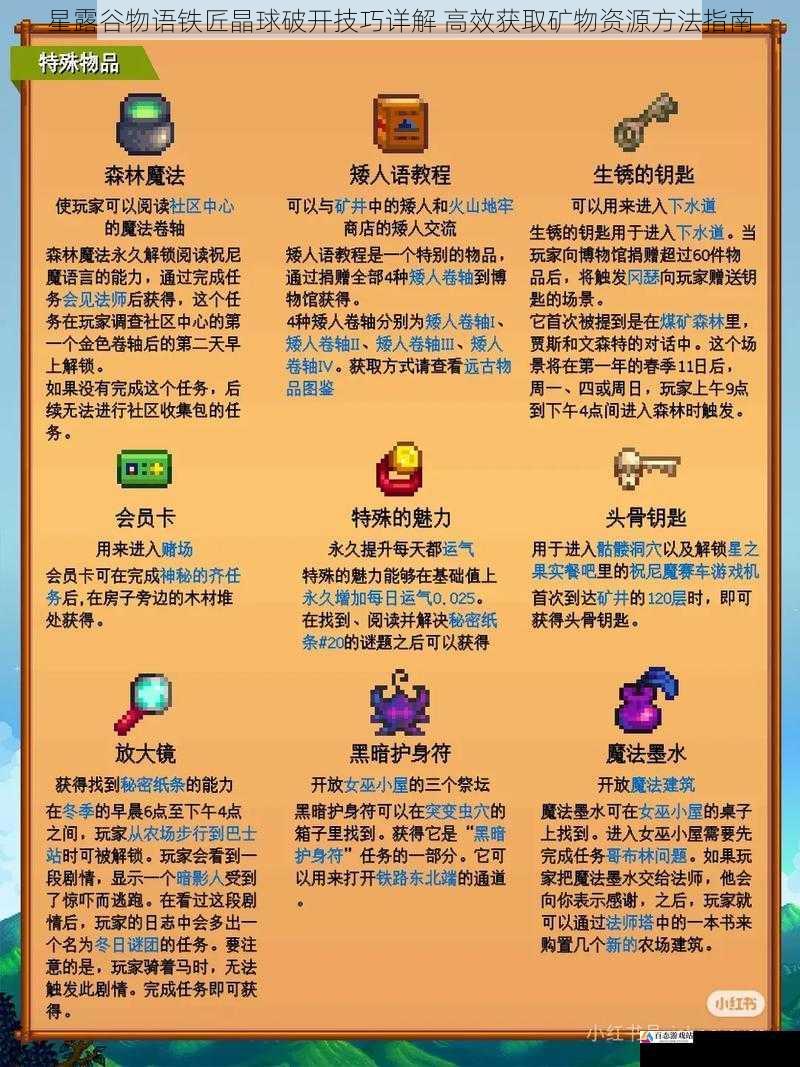 星露谷物语铁匠晶球破开技巧详解 高效获取矿物资源方法指南