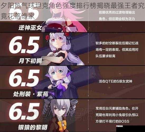 夕阳热气球坦克角色强度排行榜揭晓最强王者究竟花落谁家