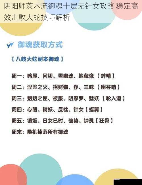 阴阳师茨木流御魂十层无针女攻略 稳定高效击败大蛇技巧解析
