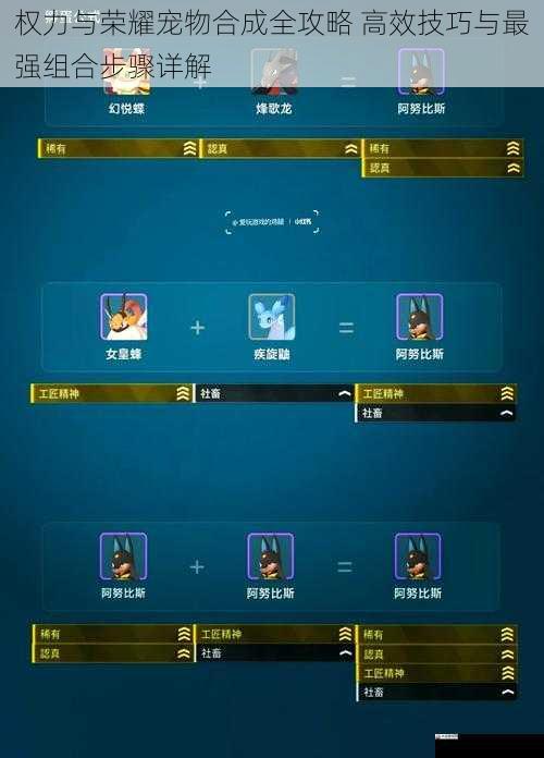 权力与荣耀宠物合成全攻略 高效技巧与最强组合步骤详解