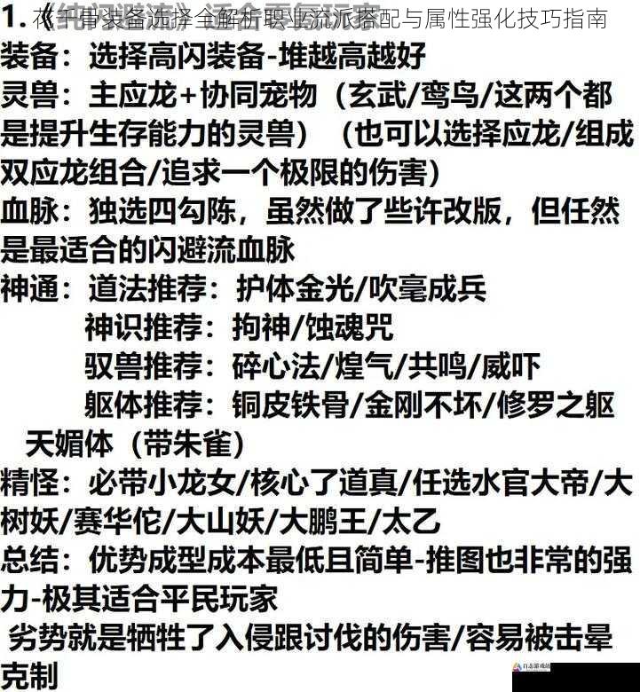 花千骨装备选择全解析职业流派搭配与属性强化技巧指南