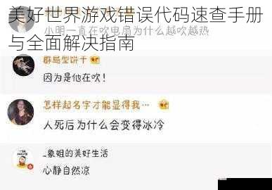 美好世界游戏错误代码速查手册与全面解决指南