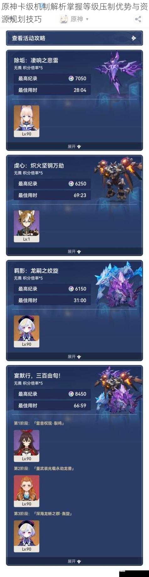 原神卡级机制解析掌握等级压制优势与资源规划技巧