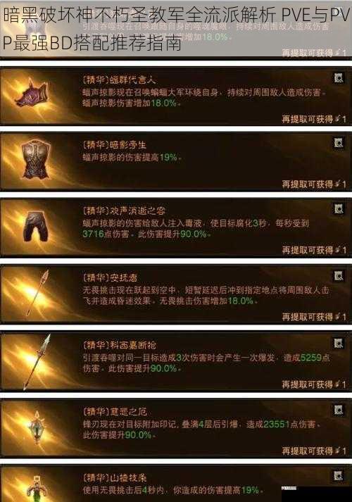 暗黑破坏神不朽圣教军全流派解析 PVE与PVP最强BD搭配推荐指南