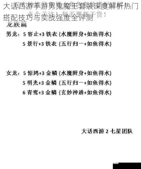 大话西游手游男鬼魔王套装深度解析热门搭配技巧与实战强度全评测
