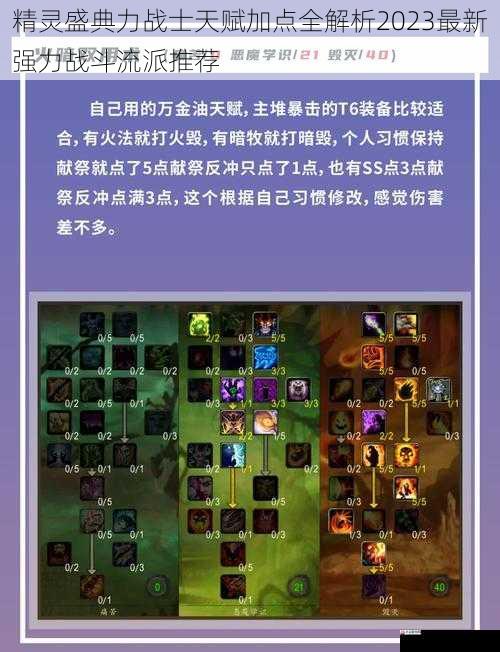 精灵盛典力战士天赋加点全解析2023最新强力战斗流派推荐
